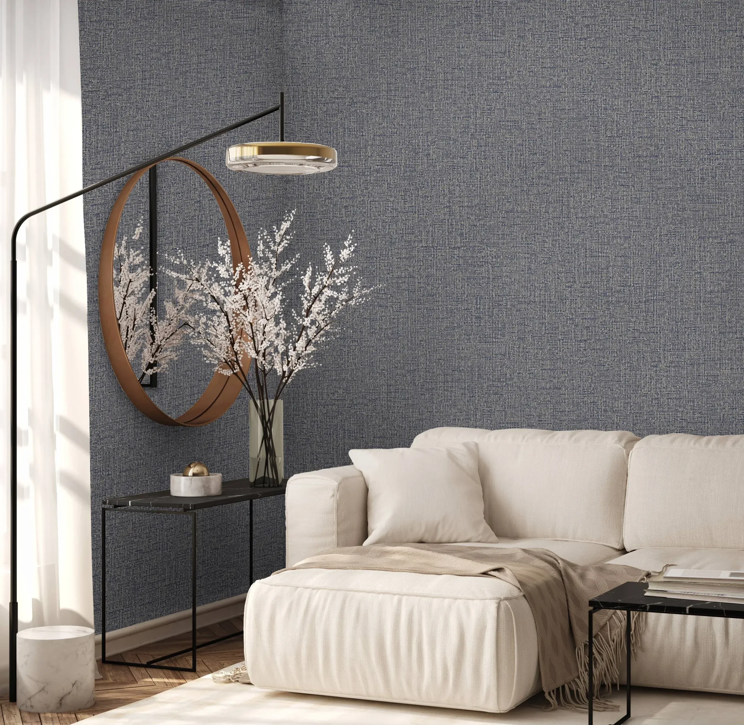 Gray Embossed Wallpaper – Natural Glittering (24110-4)